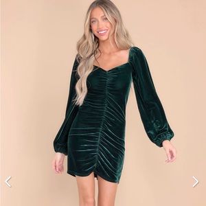 NWT - Red Dress Boutique velvet Green Party Holiday Dress Size S w/ Ruching